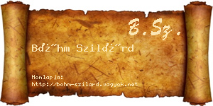 Bőhm Szilárd névjegykártya