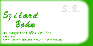 szilard bohm business card