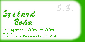 szilard bohm business card